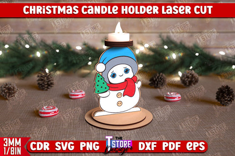 Christmas Candle Holders Bundle | Candlestick | Standing Figurines | Christmas Decor | CNC File SVG The T Store Design 