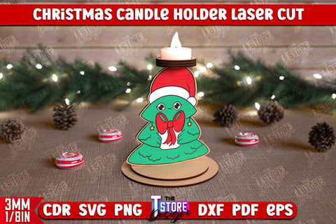 Christmas Candle Holders Bundle | Candlestick | Standing Figurines | Christmas Decor | CNC File SVG The T Store Design 