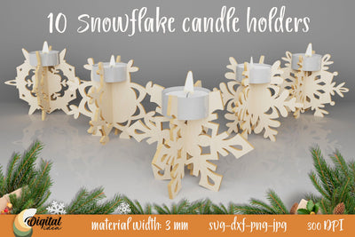 Christmas candle holders lasercut bundle. 3D Snowflake SVG SVG Evgenyia Guschina 