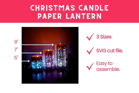 Christmas Candle Paper Lanterns SVG 3D Paper Dots-A-Lot 