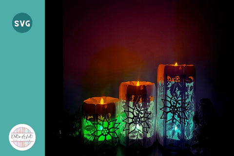 Christmas Candle Paper Lanterns SVG 3D Paper Dots-A-Lot 