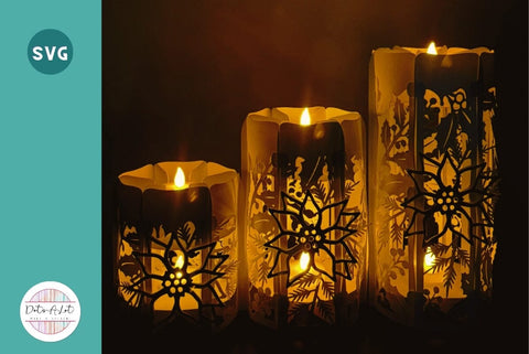 Christmas Candle Paper Lanterns SVG 3D Paper Dots-A-Lot 