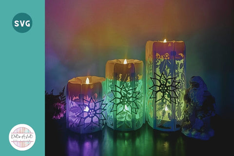 Christmas Candle Paper Lanterns SVG 3D Paper Dots-A-Lot 