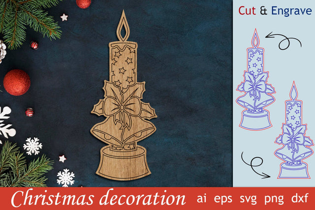 Christmas candle svg, Christmas template for engrave, Holiday ornament SVG AnastasiyaArtDesign 