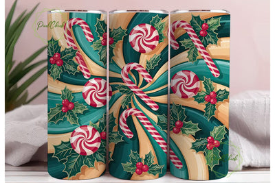 Christmas Candy 20oz Tumbler Wrap Sublimation PixelChick 