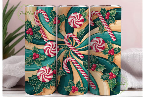 Christmas Candy 20oz Tumbler Wrap Sublimation PixelChick 