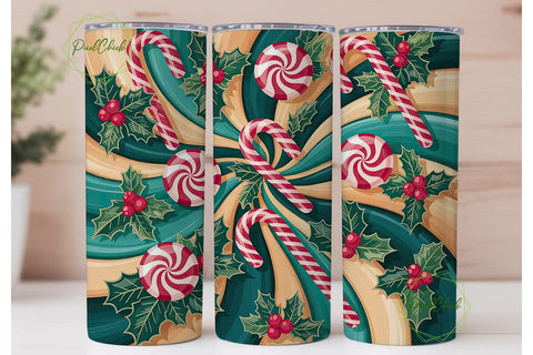Christmas Candy 20oz Tumbler Wrap Sublimation PixelChick 