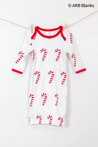 CHRISTMAS: Candy Cane Collection Pajamas ARB Blanks Baby Gown 0-3M 