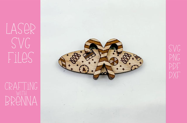 Christmas Candy Cane Hair Clip Laser SVG File SVG Crafting With Brenna 