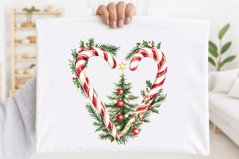 Christmas candy cane heart clipart PNG Sublimation SVGArt 