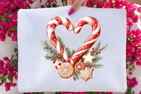 Christmas candy cane heart clipart PNG Sublimation SVGArt 