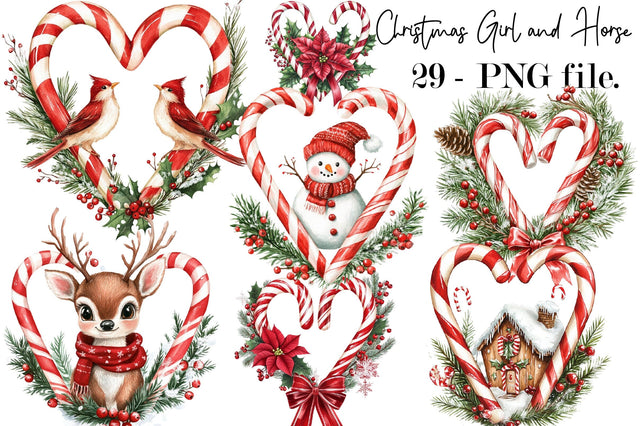 Christmas candy cane heart clipart PNG Sublimation SVGArt 