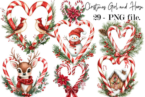 Christmas candy cane heart clipart PNG Sublimation SVGArt 