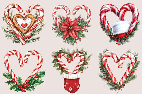 Christmas candy cane heart clipart PNG Sublimation SVGArt 