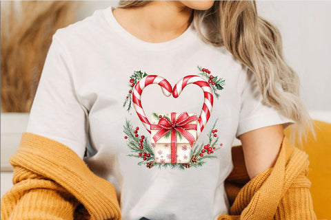 Christmas candy cane heart clipart PNG Sublimation SVGArt 