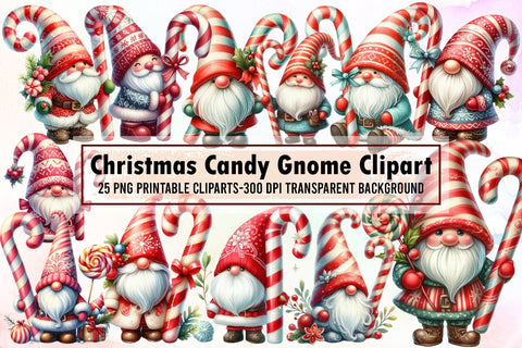 Christmas Candy Cane Icing Gnome Clipart Sublimation designartist 