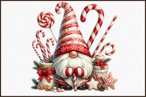 Christmas Candy Cane Icing Gnome Clipart Sublimation designartist 