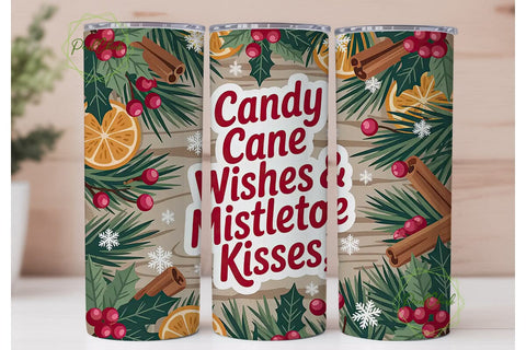 Christmas Candy Cane Wishes Tumbler Wrap Sublimation PixelChick 