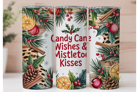 Christmas Candy Cane Wishes Tumbler Wrap Sublimation PixelChick 