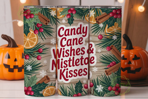Christmas Candy Cane Wishes Tumbler Wrap Sublimation PixelChick 