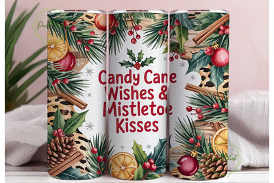 Christmas Candy Cane Wishes Tumbler Wrap Sublimation PixelChick 