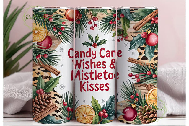 Christmas Candy Cane Wishes Tumbler Wrap Sublimation PixelChick 