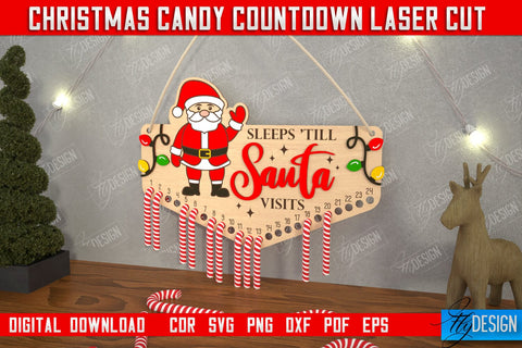 Christmas Candy Countdown Bundle | Christmas Calendar Template | Days Until Christmas | CNC Files SVG Fly Design 