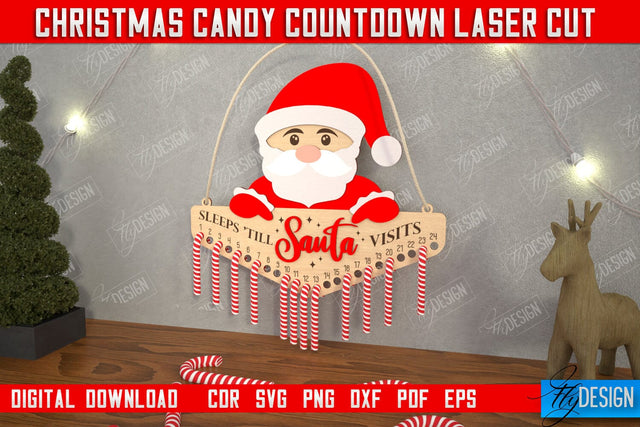 Christmas Candy Countdown | Christmas Calendar Template | Days Until Christmas | CNC File SVG Fly Design 