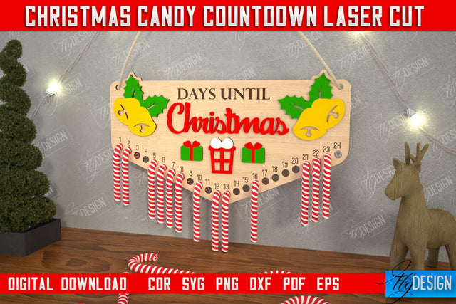 Christmas Candy Countdown | Christmas Calendar Template | Days Until Christmas | CNC File SVG Fly Design 