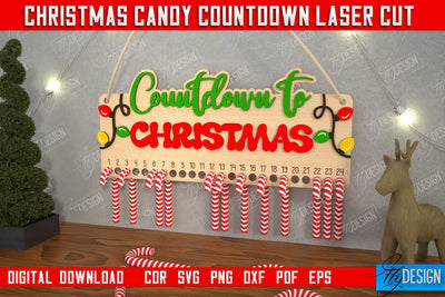 Christmas Candy Countdown | Christmas Calendar Template | Days Until Christmas | CNC File SVG Fly Design 