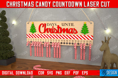 Christmas Candy Countdown | Christmas Calendar Template | Days Until Christmas | CNC File SVG Fly Design 