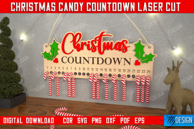 Christmas Candy Countdown | Christmas Calendar Template | Days Until Christmas | CNC File SVG Fly Design 