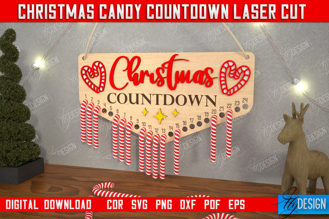 Christmas Candy Countdown | Christmas Calendar Template | Days Until Christmas | CNC File SVG Fly Design 