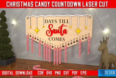 Christmas Candy Countdown | Christmas Calendar Template | Days Until Christmas | CNC File SVG Fly Design 