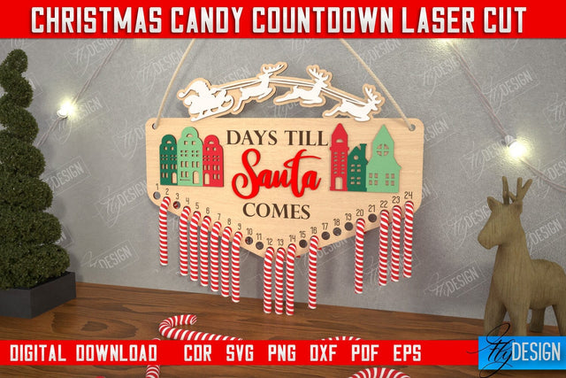 Christmas Candy Countdown | Christmas Calendar Template | Days Until Christmas | CNC File SVG Fly Design 