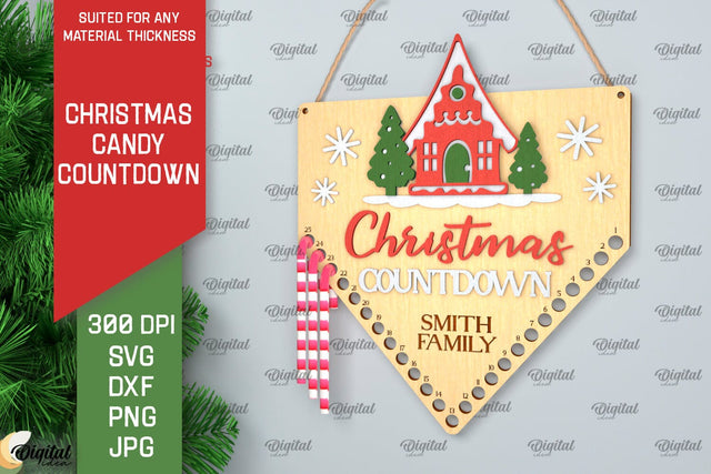 Christmas Candy Countdown Laser Cut. Christmas Countdown SVG SVG Evgenyia Guschina 