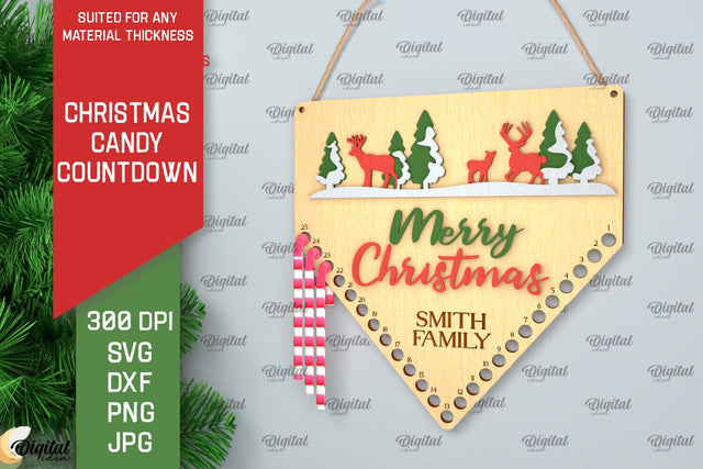 Christmas Candy Countdown Laser Cut. Christmas Countdown SVG SVG Evgenyia Guschina 