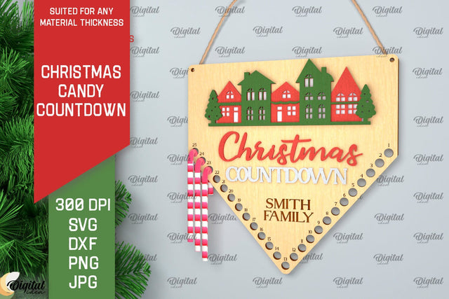Christmas Candy Countdown Laser Cut. Christmas Countdown SVG SVG Evgenyia Guschina 