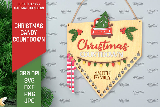 Christmas Candy Countdown Laser Cut. Christmas Countdown SVG SVG Evgenyia Guschina 