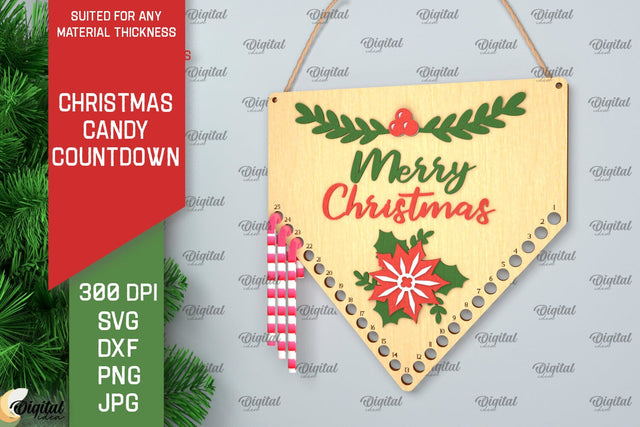 Christmas Candy Countdown Laser Cut. Christmas Countdown SVG SVG Evgenyia Guschina 