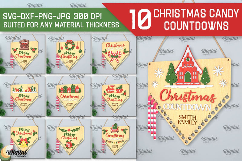 Christmas Candy Countdowns Laser Cut Bundle. Countdowns SVG SVG Evgenyia Guschina 