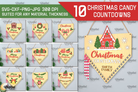 Christmas Candy Countdowns Laser Cut Bundle. Countdowns SVG SVG Evgenyia Guschina 