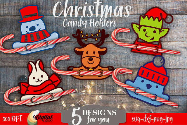 Christmas candy holder svg Bundle. Christmas Lollipop Holder SVG 3D Paper Evgenyia Guschina 