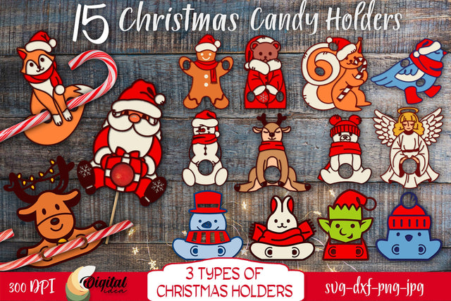 Christmas candy holder svg Bundle . Christmas Lollipop Holder SVG 3D Paper Evgenyia Guschina 