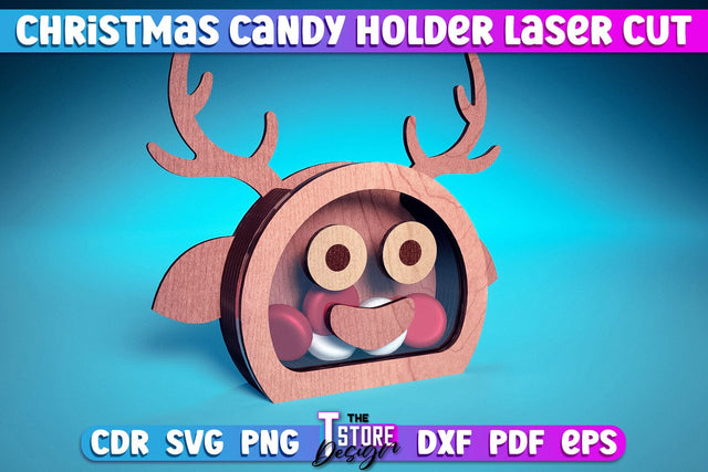 Christmas Candy Holders | 3D Candy Treat Box | Holiday | Reindeer | CNC File SVG The T Store Design 