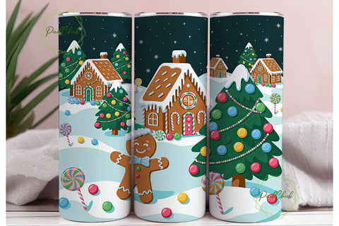 Christmas Candy Land 20oz Tumbler Wrap Sublimation PixelChick 