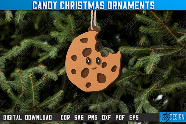 Christmas Candy Ornament Laser Cut, Wooden Ornament, Christmas Tree Decoration, Christmas Tree Toy SVG, Gingerbread Ornament, Xmas Cokie Ornament SVG SVG Fly Design 