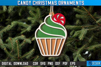 Christmas Candy Ornament Laser Cut, Wooden Ornament, Christmas Tree Decoration, Christmas Tree Toy SVG, Gingerbread Ornament, Xmas Cokie Ornament SVG SVG Fly Design 