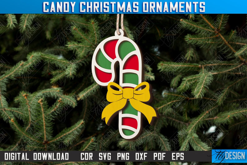 Christmas Candy Ornament Laser Cut, Wooden Ornament, Christmas Tree Decoration, Christmas Tree Toy SVG, Gingerbread Ornament, Xmas Cokie Ornament SVG SVG Fly Design 