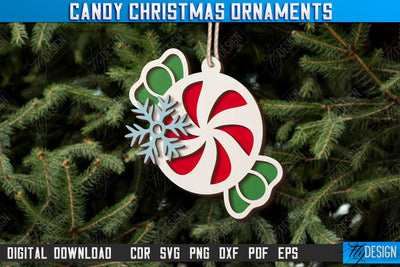 Christmas Candy Ornament Laser Cut, Wooden Ornament, Christmas Tree Decoration, Christmas Tree Toy SVG, Gingerbread Ornament, Xmas Cokie Ornament SVG SVG Fly Design 